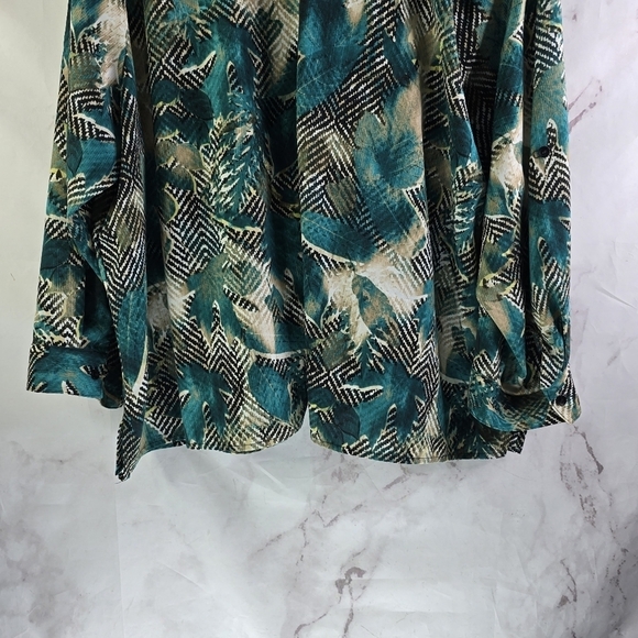 Catherines Shirt Womens 3X 26W 28W Green Blouse Button Up Long Sleeve Top - Picture 7 of 10
